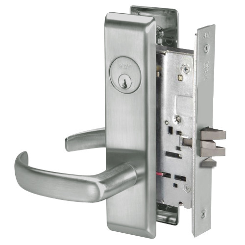 PBCN8864FL-619 Yale 8800FL Series Single Cylinder Mortise Bathroom Lock with Indicator with Pacific Beach Lever in Satin Nickel