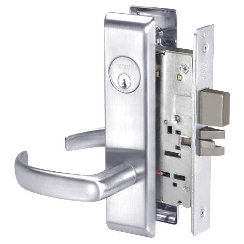 PBCN8860FL-625 Yale 8800FL Series Single Cylinder with Deadbolt Mortise Entrance or Storeroom Lock with Indicator with Pacific Beach Lever in Bright Chrome