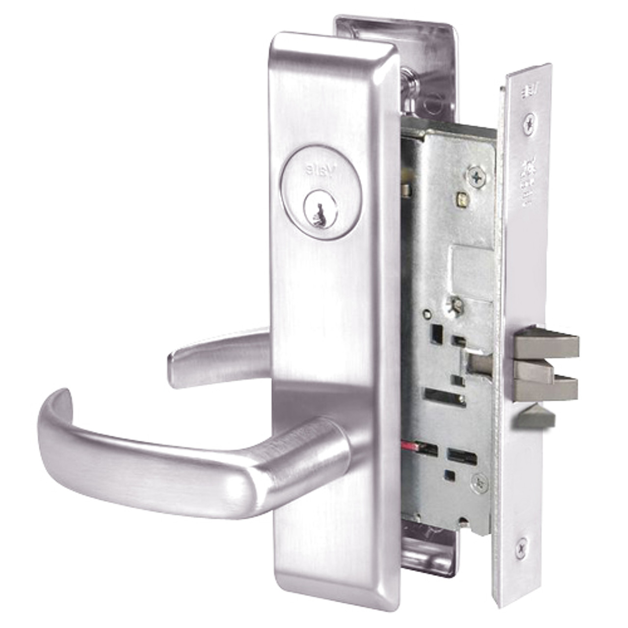 PBCN8830-2FL-629 Yale 8800FL Series Double Cylinder Mortise Asylum Locks with Pacific Beach Lever in Bright Stainless Steel