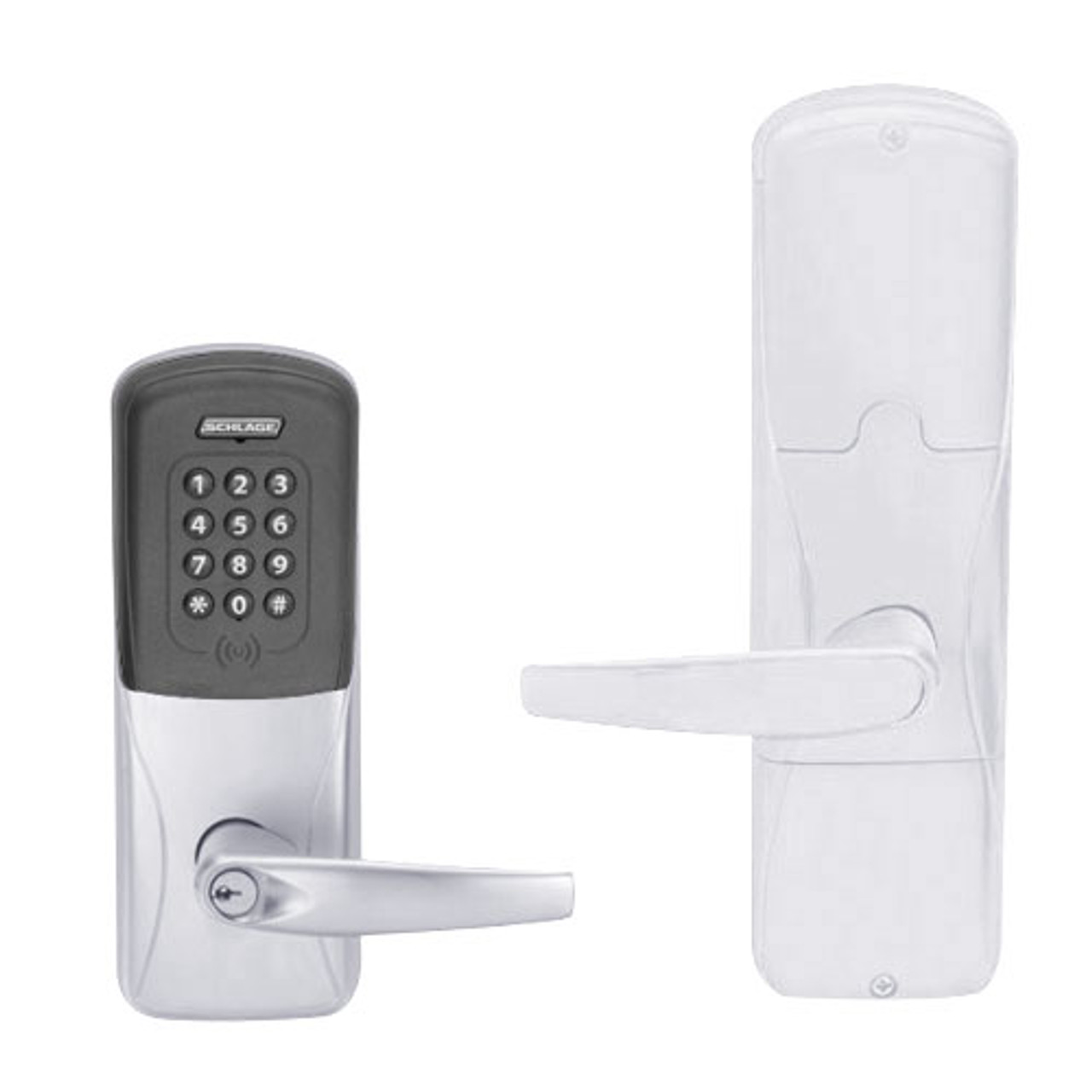 AD200-CY-70-MTK-ATH-PD-625 Schlage Classroom/Storeroom Multi-Technology Keypad Lock with Athens Lever in Bright Chrome