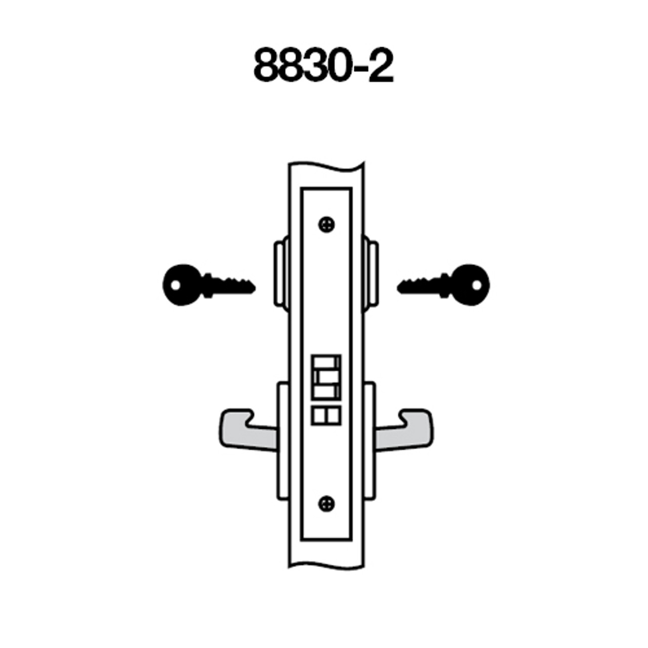JNCN8830-2FL-625 Yale 8800FL Series Double Cylinder Mortise Asylum Locks with Jefferson Lever in Bright Chrome