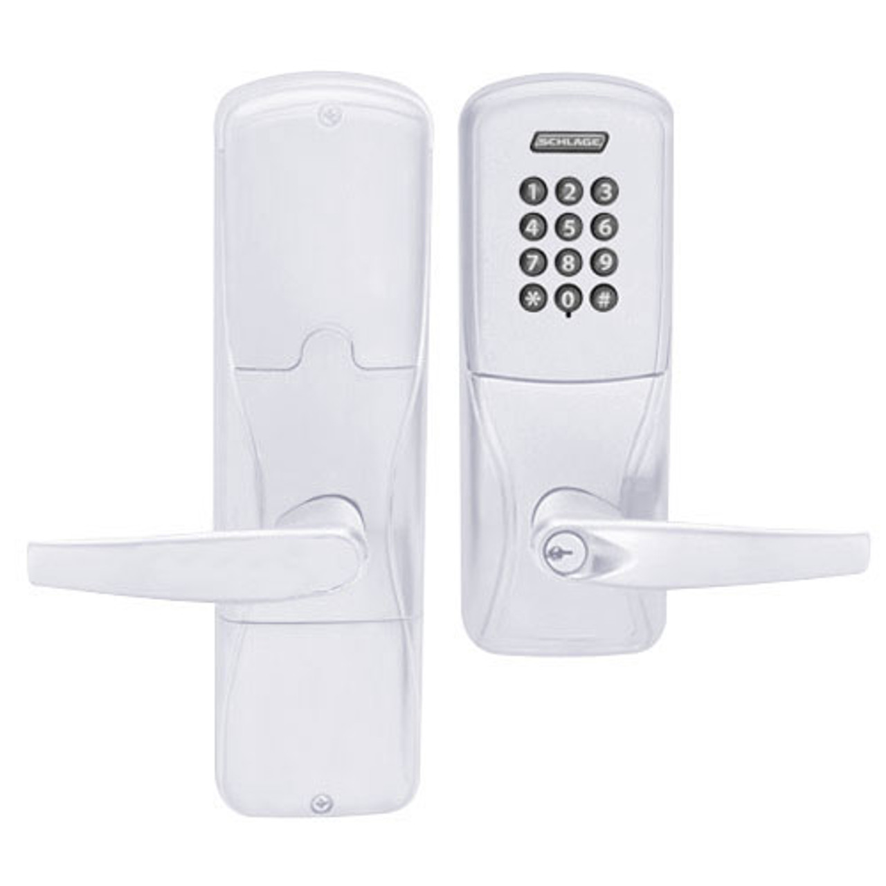 AD200-CY-50-KP-ATH-PD-625 Schlage Office Cylindrical Keypad Lock with Athens Lever in Bright Chrome