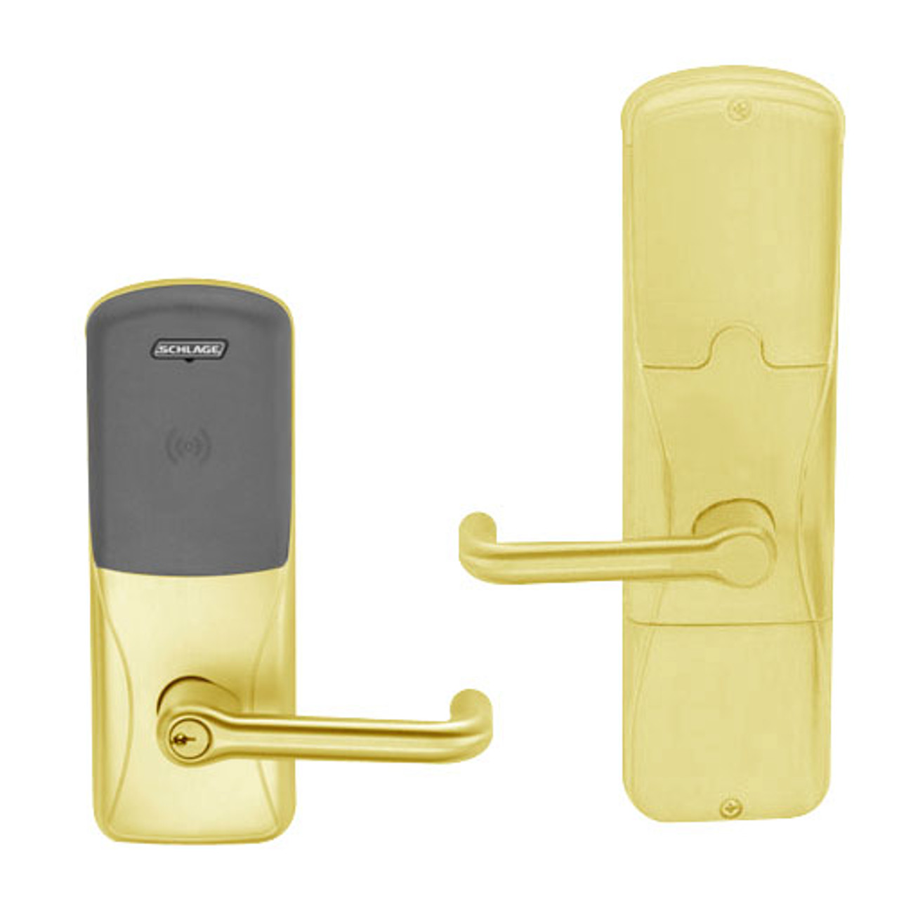 AD200-CY-50-MT-TLR-PD-605 Schlage Office Multi-Technology Lock with Tubular Lever in Bright Brass