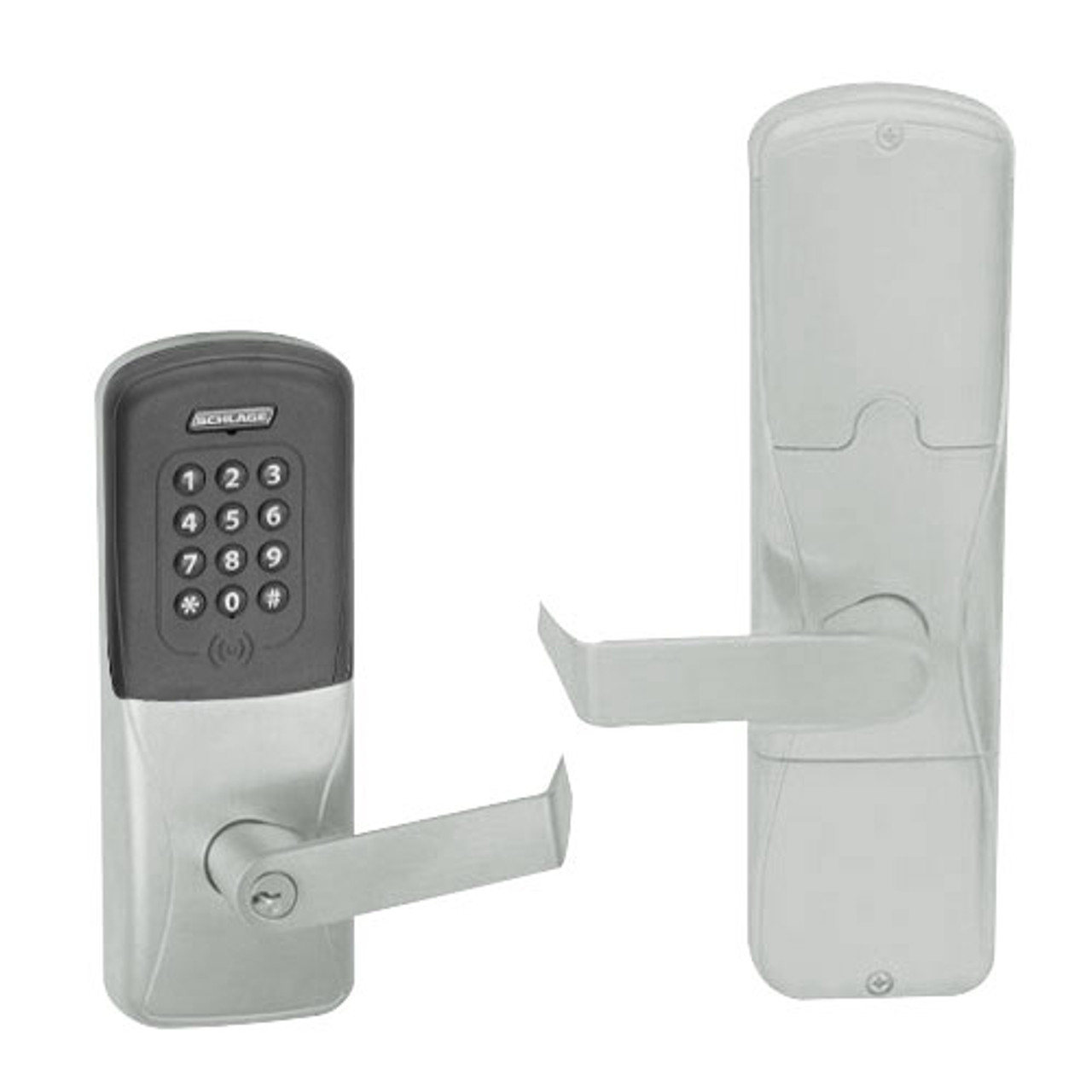 AD200-CY-50-MTK-RHO-PD-619 Schlage Office Multi-Technology Keypad Lock with Rhodes Lever in Satin Nickel