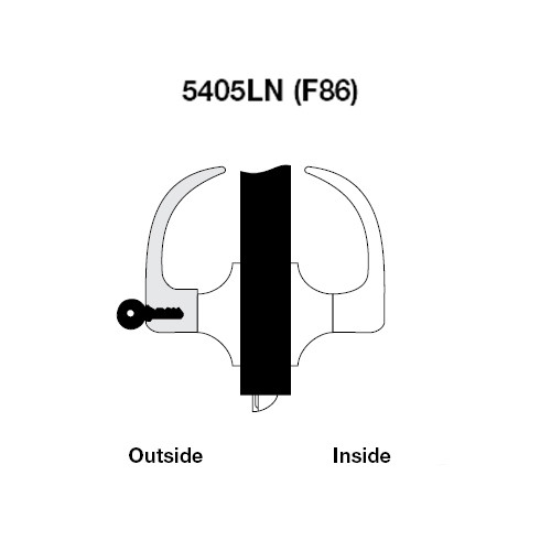 AU5405LN-626 Yale 5400LN Series Single Cylinder Storeroom or Closet Cylindrical Lock with Augusta Lever in Satin Chrome