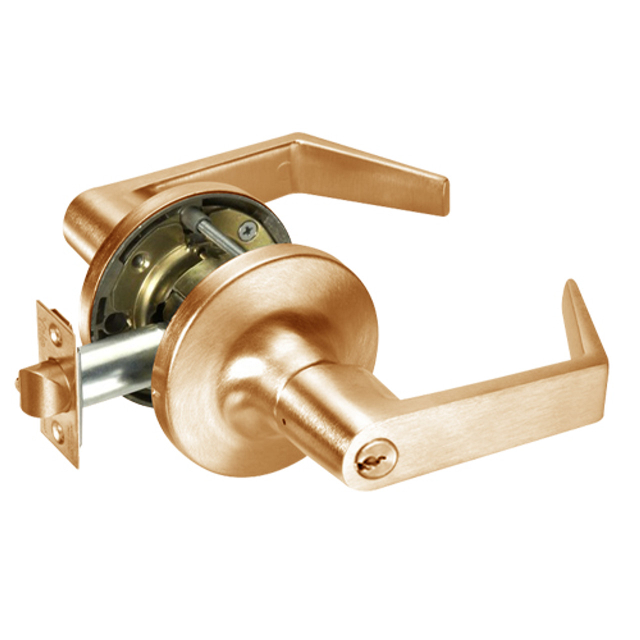AU5405LN-612 Yale 5400LN Series Single Cylinder Storeroom or Closet Cylindrical Lock with Augusta Lever in Satin Bronze