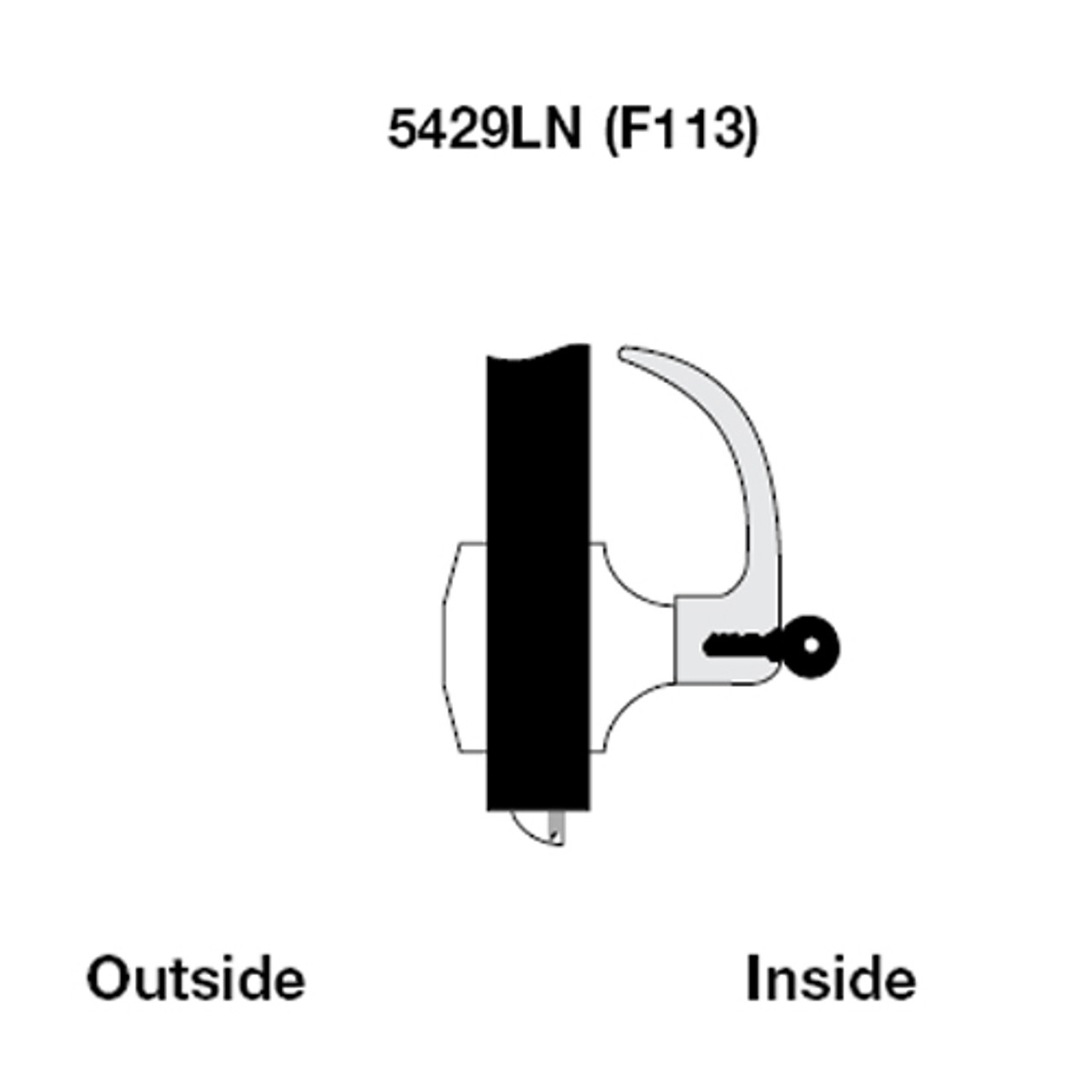 AU5429LN-606 Yale 5400LN Series Single Cylinder Communicating Classroom Cylindrical Lock with Augusta Lever in Satin Brass