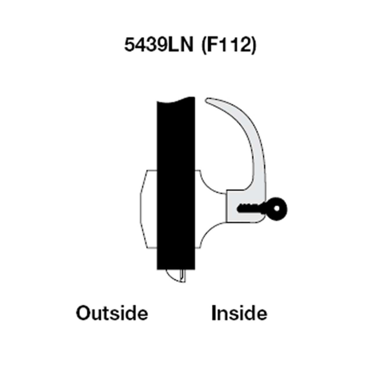 AU5439LN-605 Yale 5400LN Series Single Cylinder Communicating Storeroom Cylindrical Lock with Augusta Lever in Bright Brass