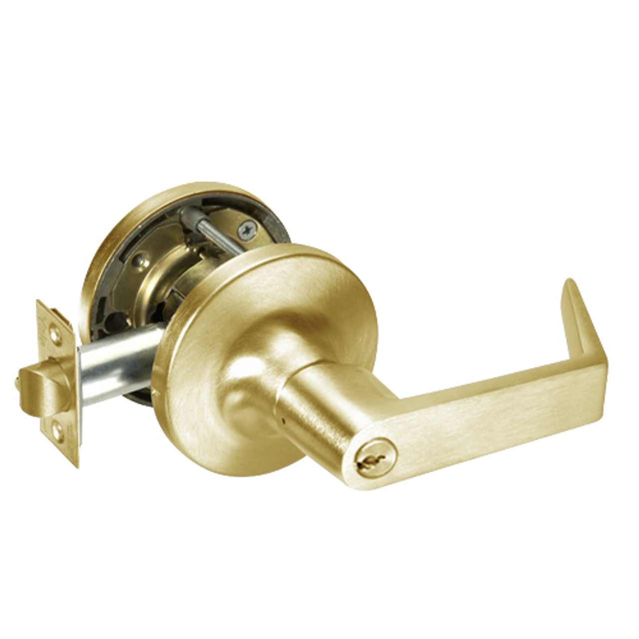 AU5439LN-606 Yale 5400LN Series Single Cylinder Communicating Storeroom Cylindrical Lock with Augusta Lever in Satin Brass