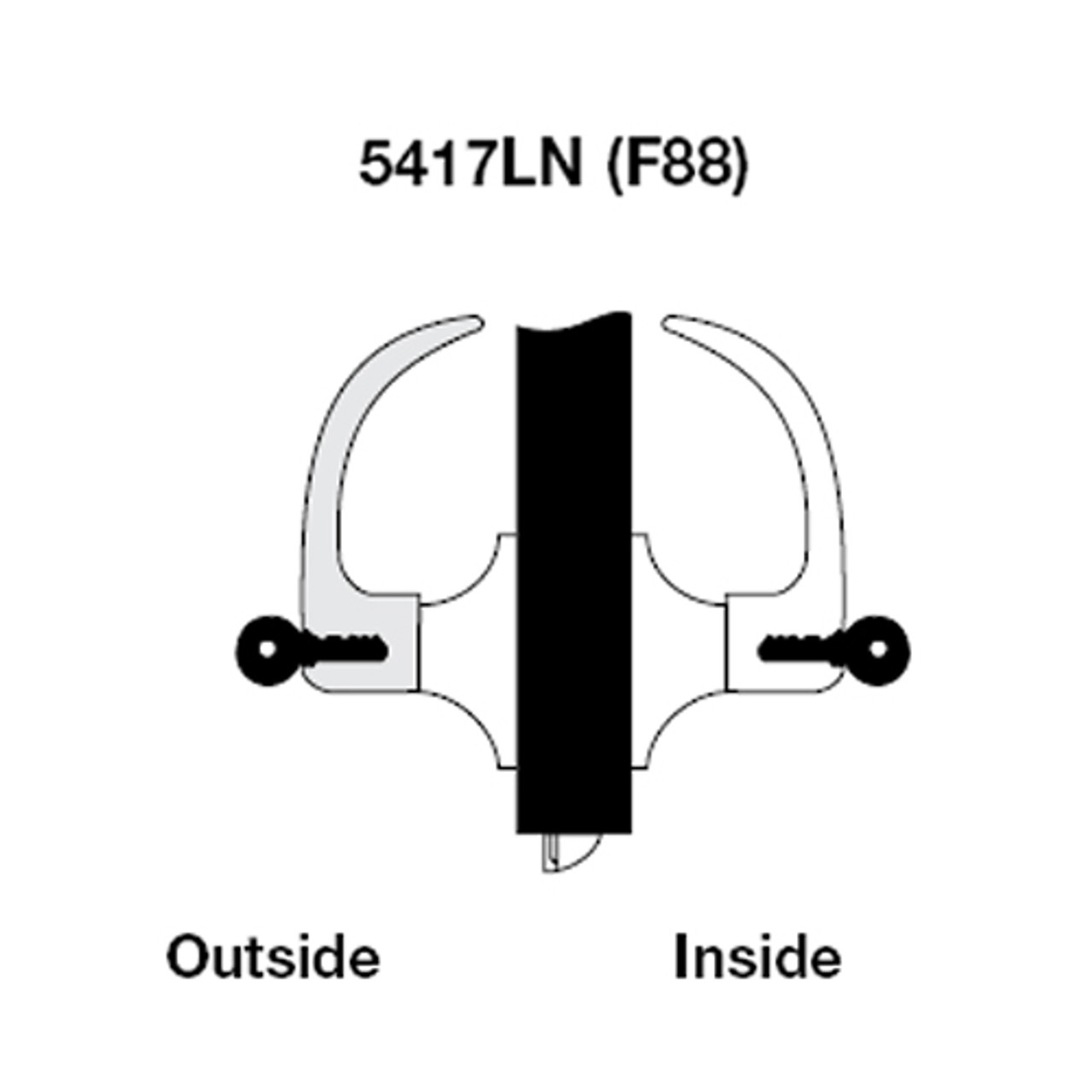 AU5417LN-620 Yale 5400LN Series Double Cylinder Apartment or Exit Cylindrical Lock with Augusta Lever in Antique Nickel
