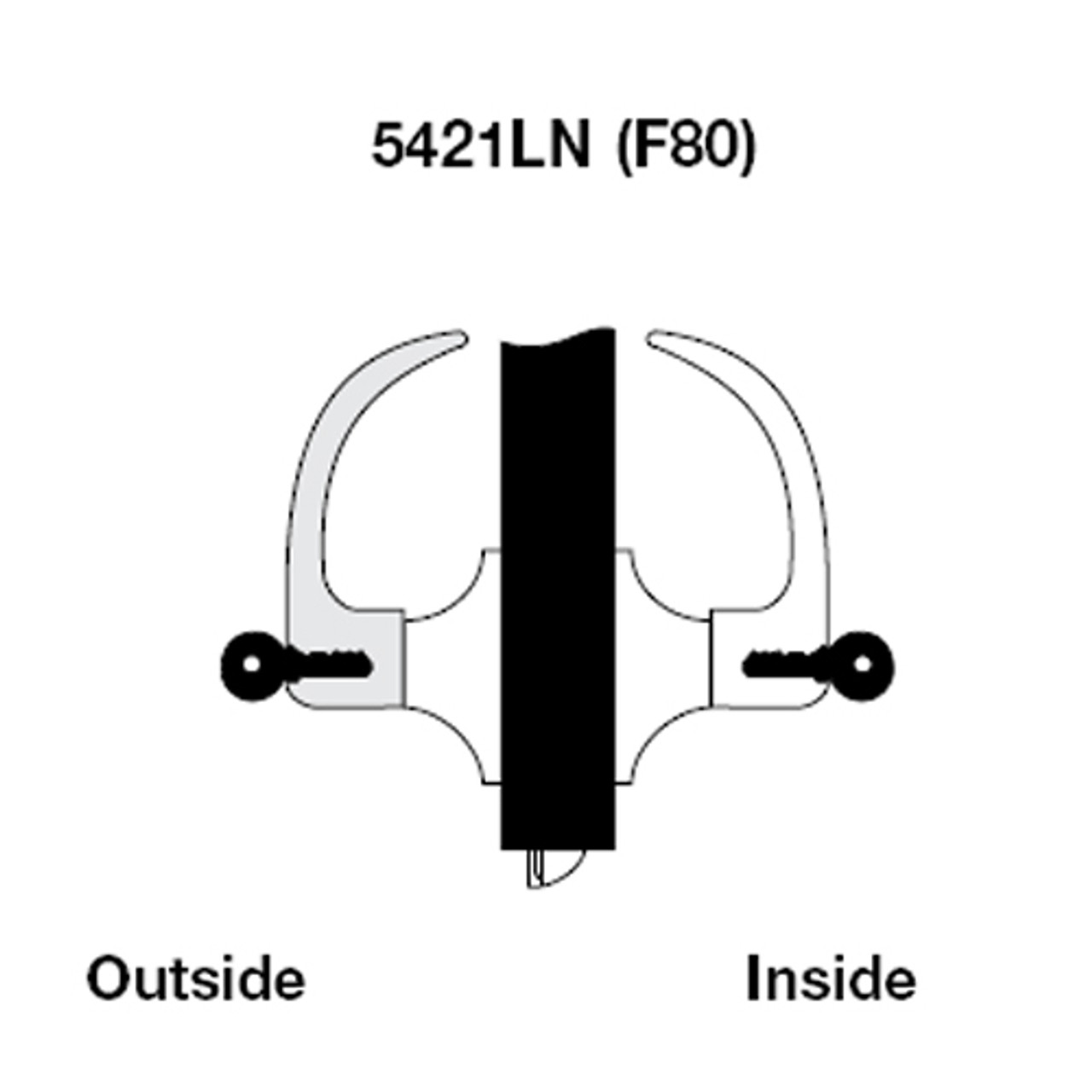 AU5421LN-605 Yale 5400LN Series Double Cylinder Communicating Cylindrical Lock with Augusta Lever in Bright Brass