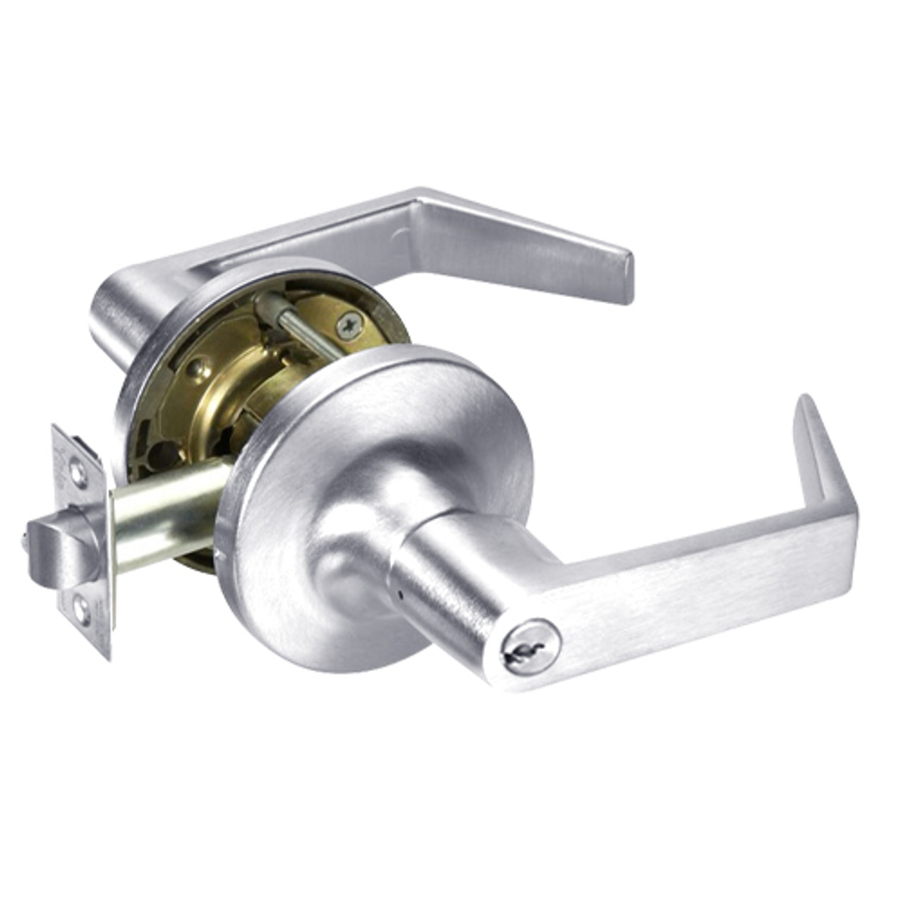 AU5421LN-625 Yale 5400LN Series Double Cylinder Communicating Cylindrical Lock with Augusta Lever in Bright Chrome