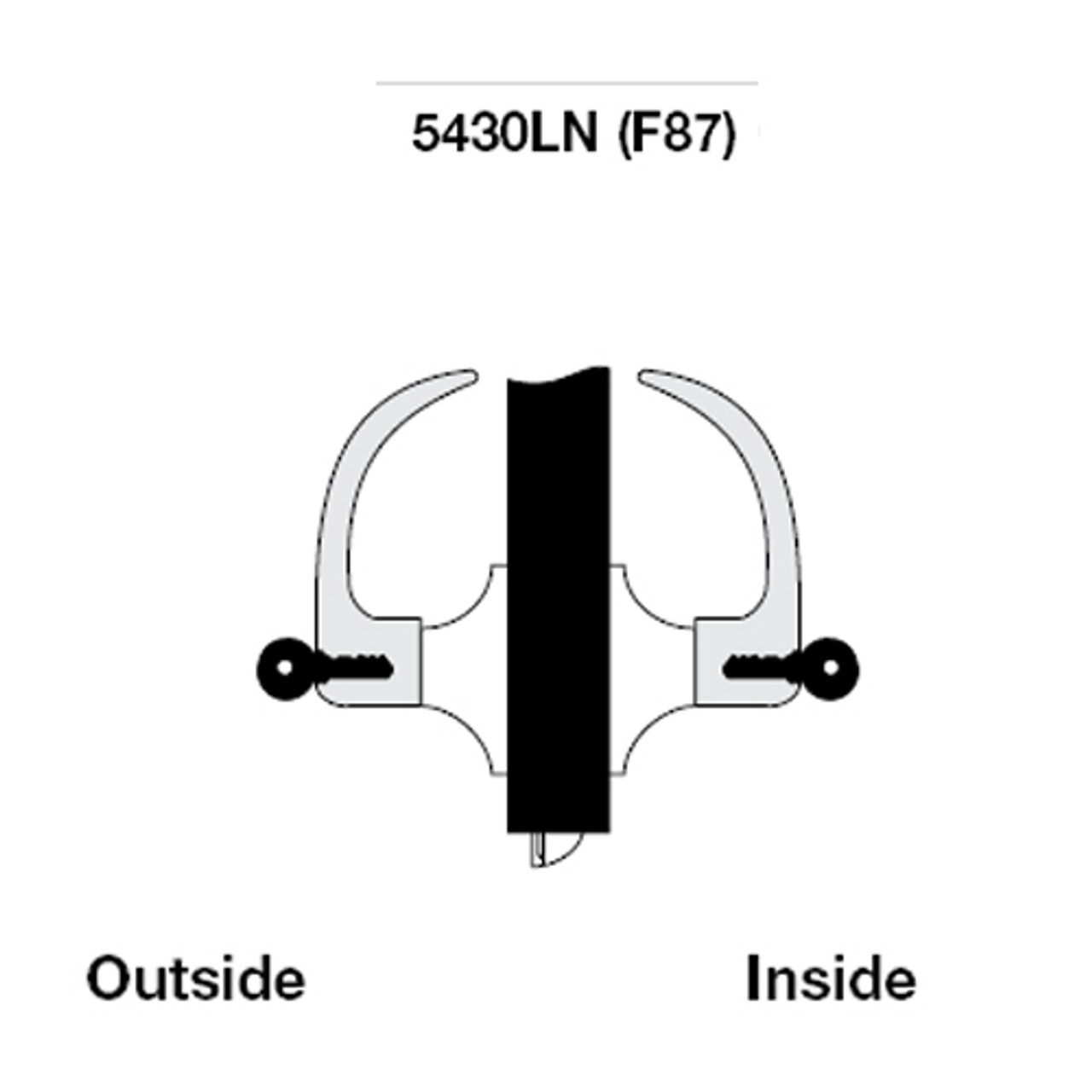 AU5430LN-606 Yale 5400LN Series Double Cylinder Utility or Institutional Cylindrical Lock with Augusta Lever in Satin Brass