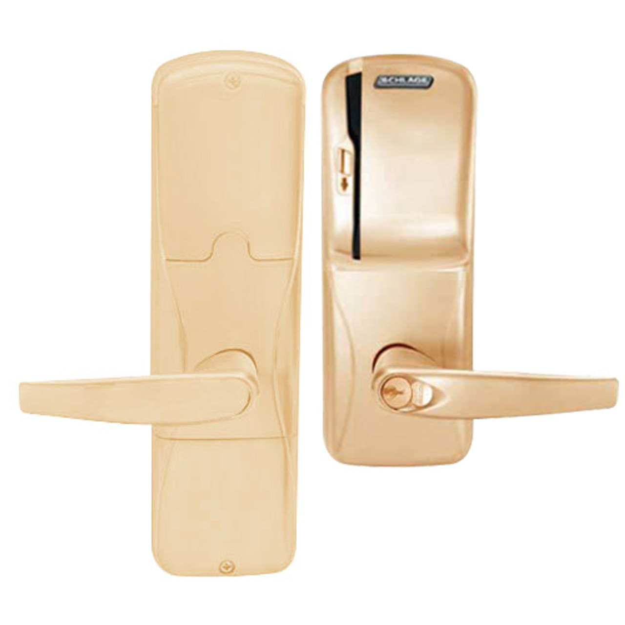 AD200-CY-70-MS-ATH-RD-612 Schlage Classroom/Storeroom Magnetic Stripe(Swipe) Lock with Athens Lever in Satin Bronze