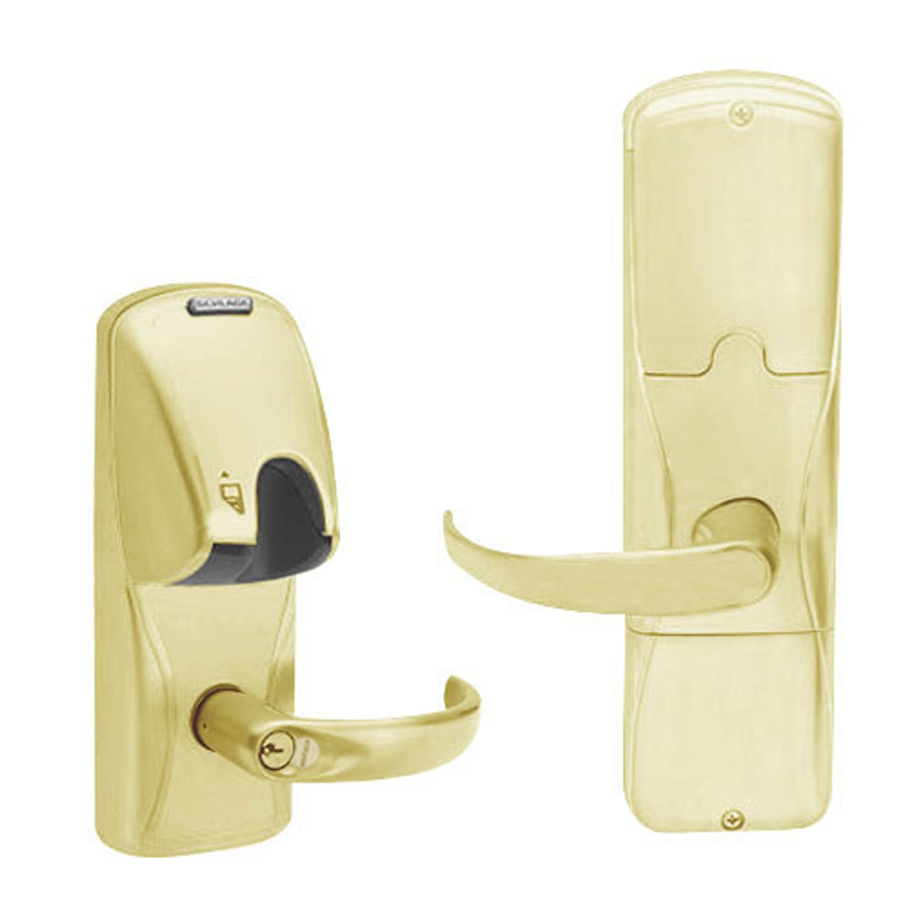 AD200-CY-70-MG-SPA-RD-606 Schlage Classroom/Storeroom Magnetic Stripe(Insert) Lock with Sparta Lever in Satin Brass