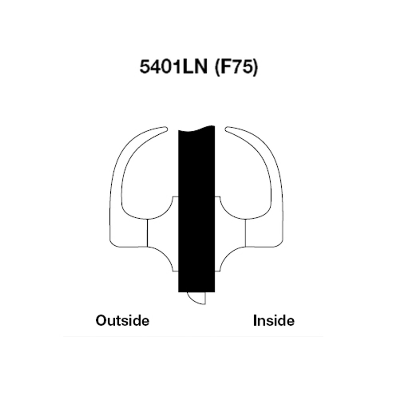 AU5401LN-606 Yale 5400LN Series Non-Keyed Passage or Closet Latchset Cylindrical Locks with Augusta Lever in Satin Brass