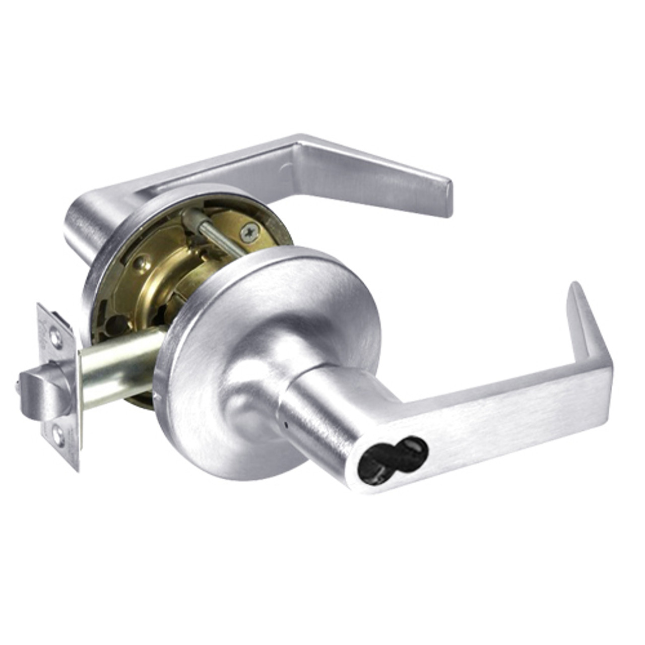 B-AU5405LN-625 Yale 5400LN Series Single Cylinder Storeroom or Closet Cylindrical Locks with Augusta Lever Prepped for SFIC in Bright Chrome