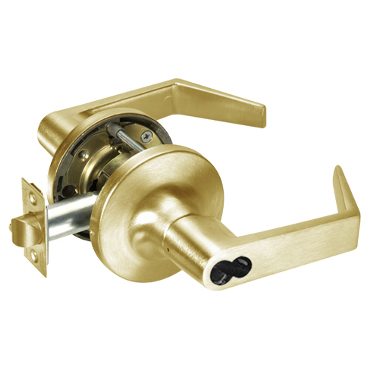 M-AU5404LN-606 Yale 5400LN Series Single Cylinder Entry Cylindrical Locks with Augusta Lever Prepped for Medeco-ASSA IC Core in Satin Brass