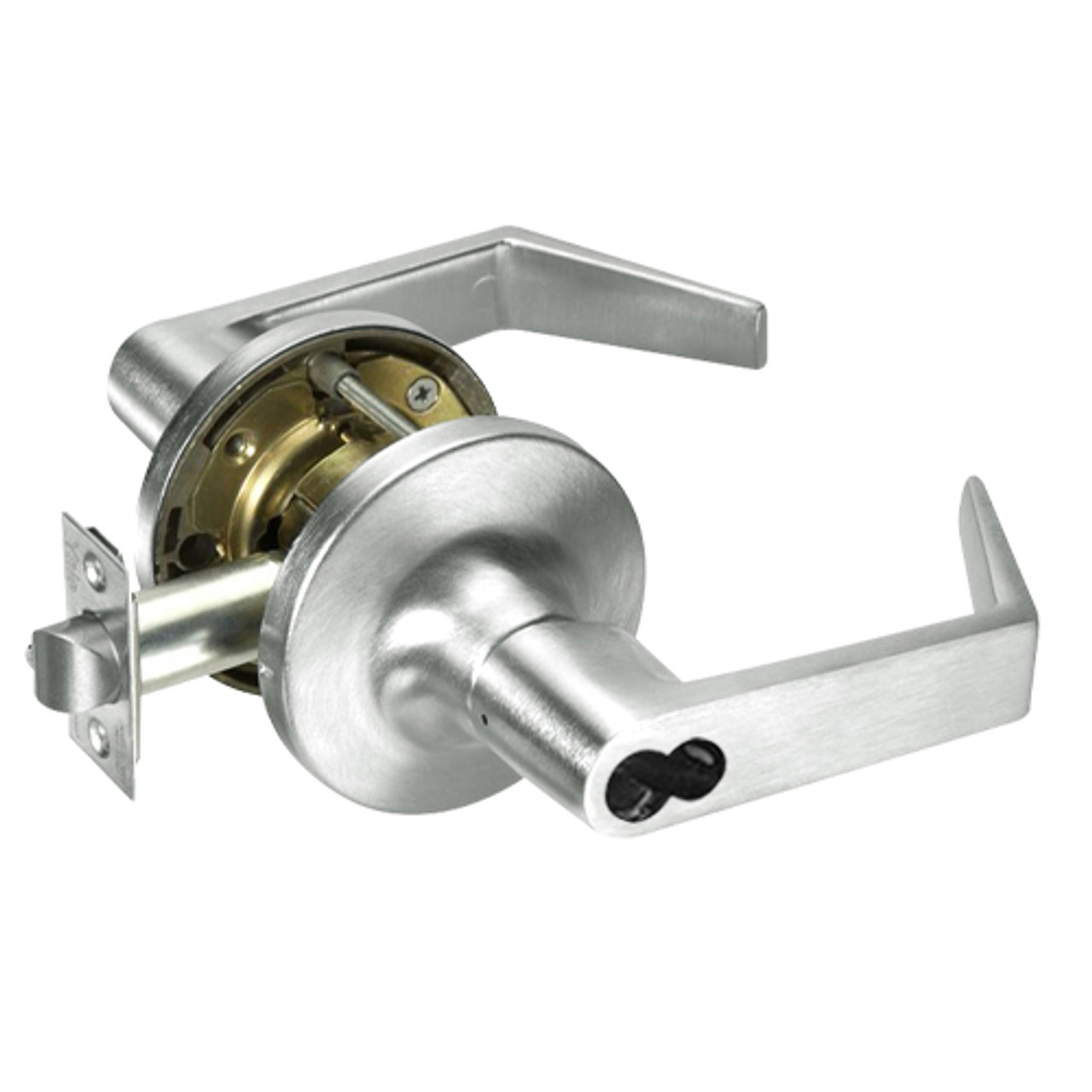 M-AU5404LN-619 Yale 5400LN Series Single Cylinder Entry Cylindrical Locks with Augusta Lever Prepped for Medeco-ASSA IC Core in Satin Nickel