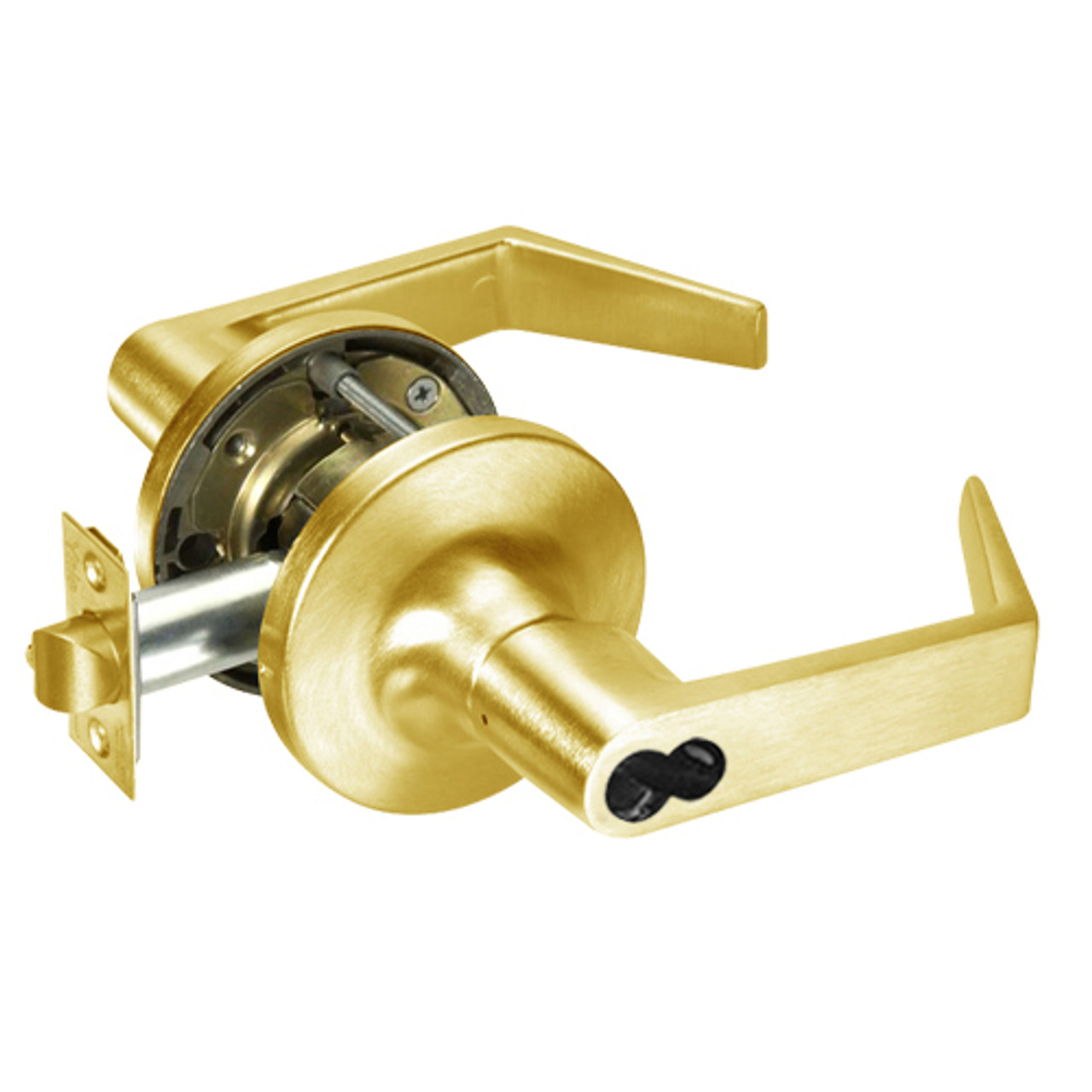 M-AU5406LN-605 Yale 5400LN Series Single Cylinder Service Station Cylindrical Locks with Augusta Lever Prepped for Medeco-ASSA IC Core in Bright Brass