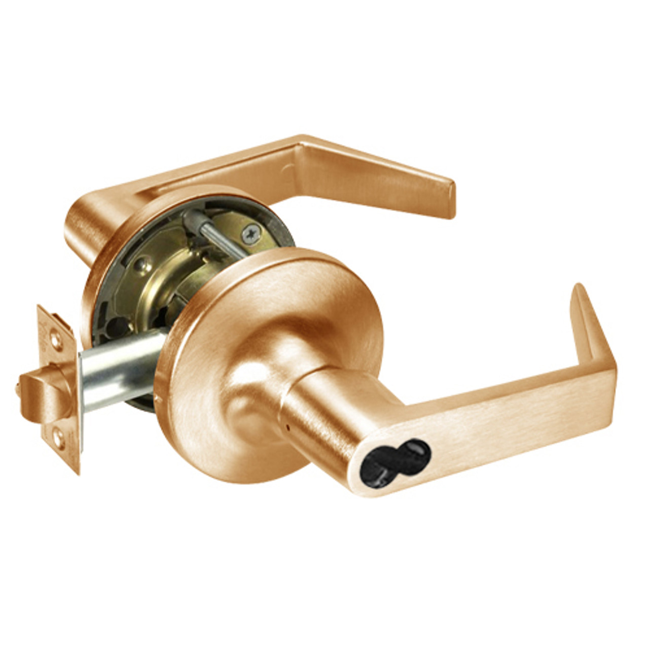 M-AU5406LN-612 Yale 5400LN Series Single Cylinder Service Station Cylindrical Locks with Augusta Lever Prepped for Medeco-ASSA IC Core in Satin Bronze