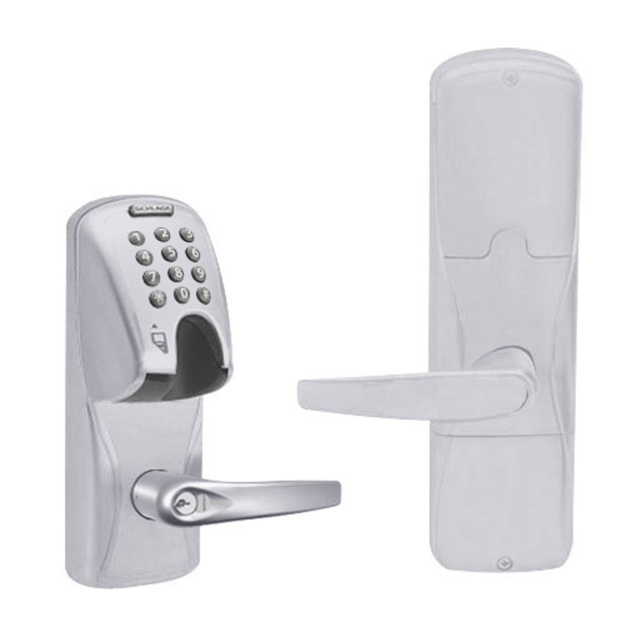 AD200-CY-50-MGK-ATH-RD-626 Schlage Office Magnetic Stripe(Insert) Keypad Lock with Athens Lever in Satin Chrome