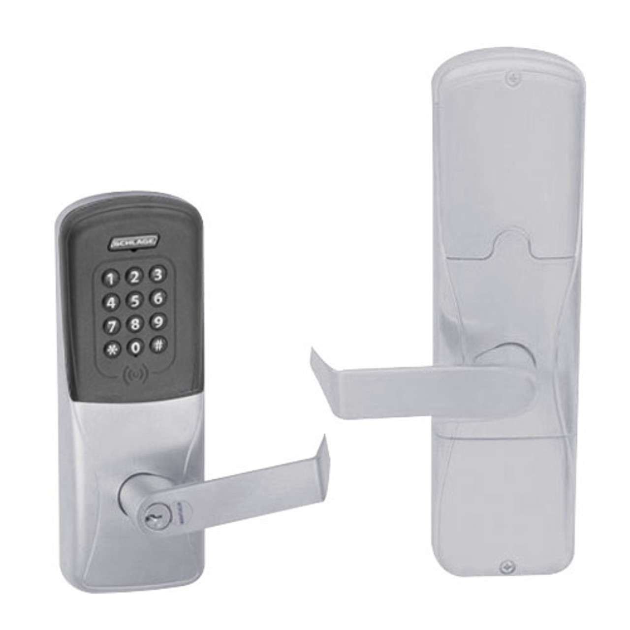 AD200-CY-50-MTK-RHO-RD-626 Schlage Office Multi-Technology Keypad Lock with Rhodes Lever in Satin Chrome