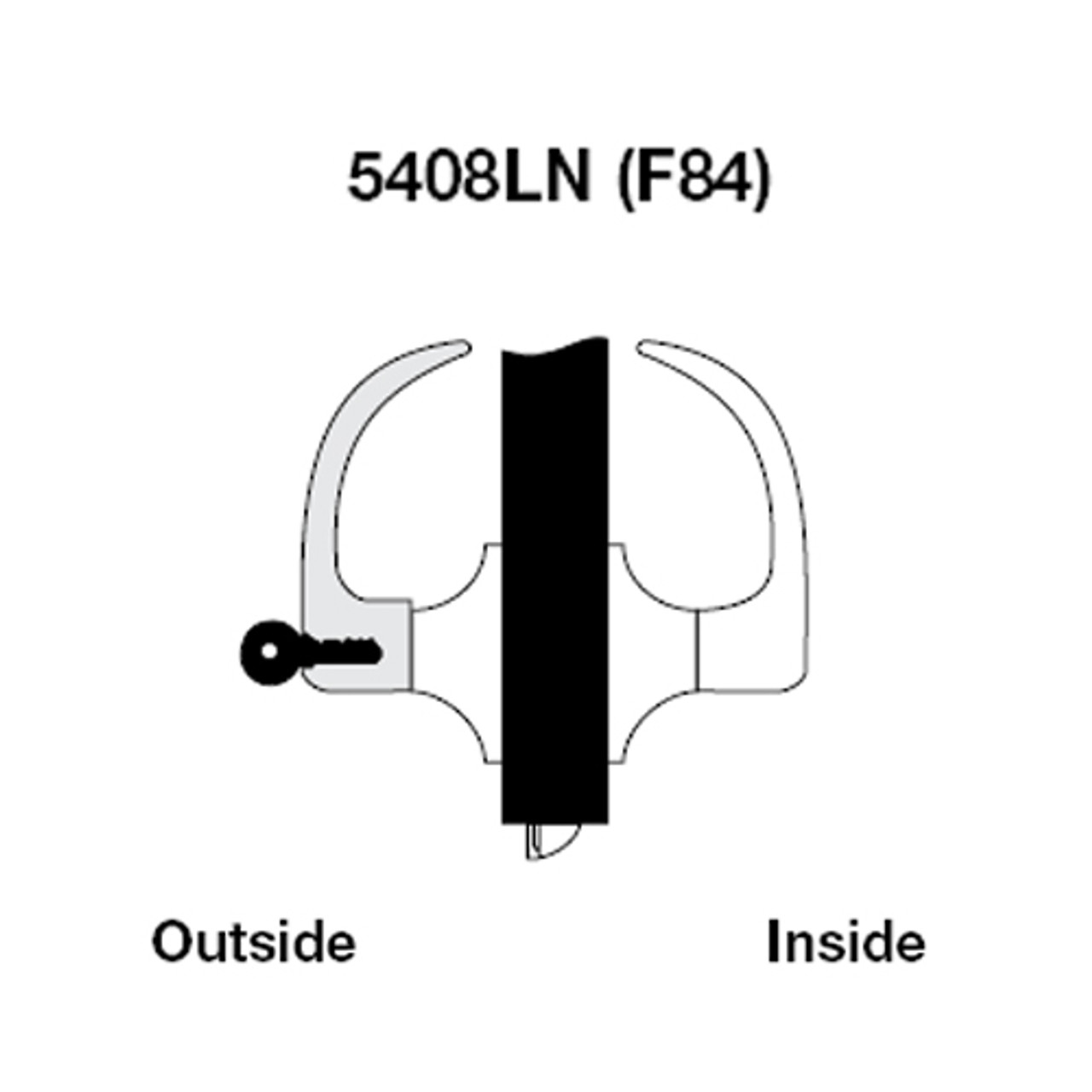 MO5408LN-625 Yale 5400LN Series Single Cylinder Classroom Cylindrical Lock with Monroe Lever in Bright Chrome