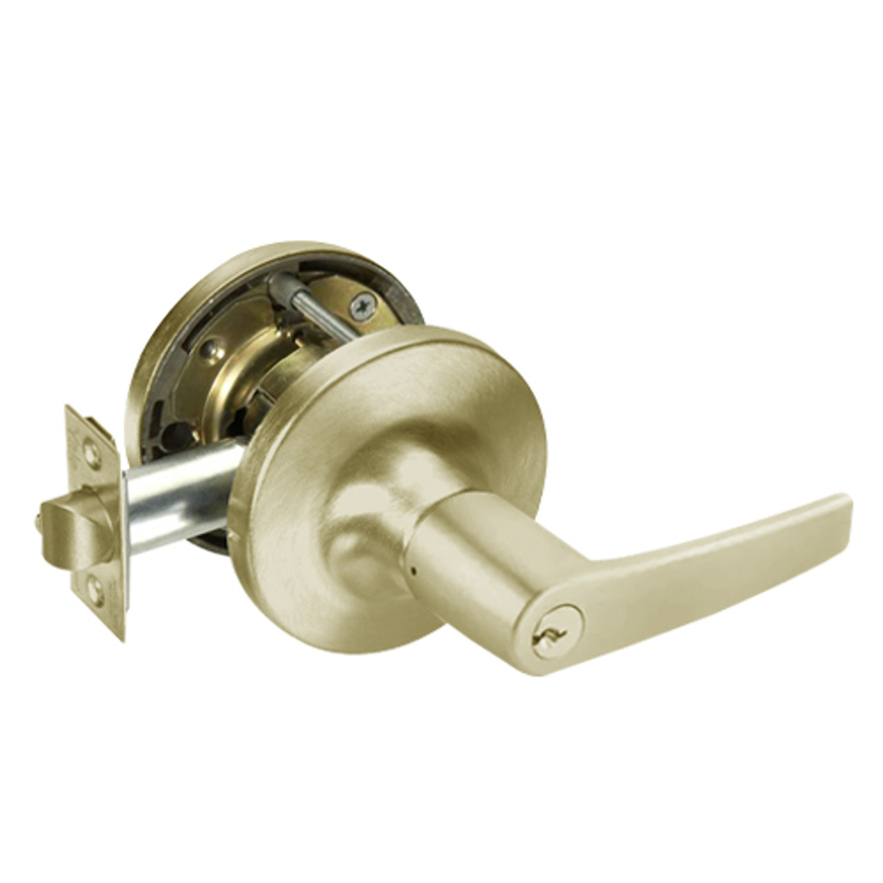 MO5439LN-606 Yale 5400LN Series Single Cylinder Communicating Storeroom Cylindrical Lock with Monroe Lever in Satin Brass