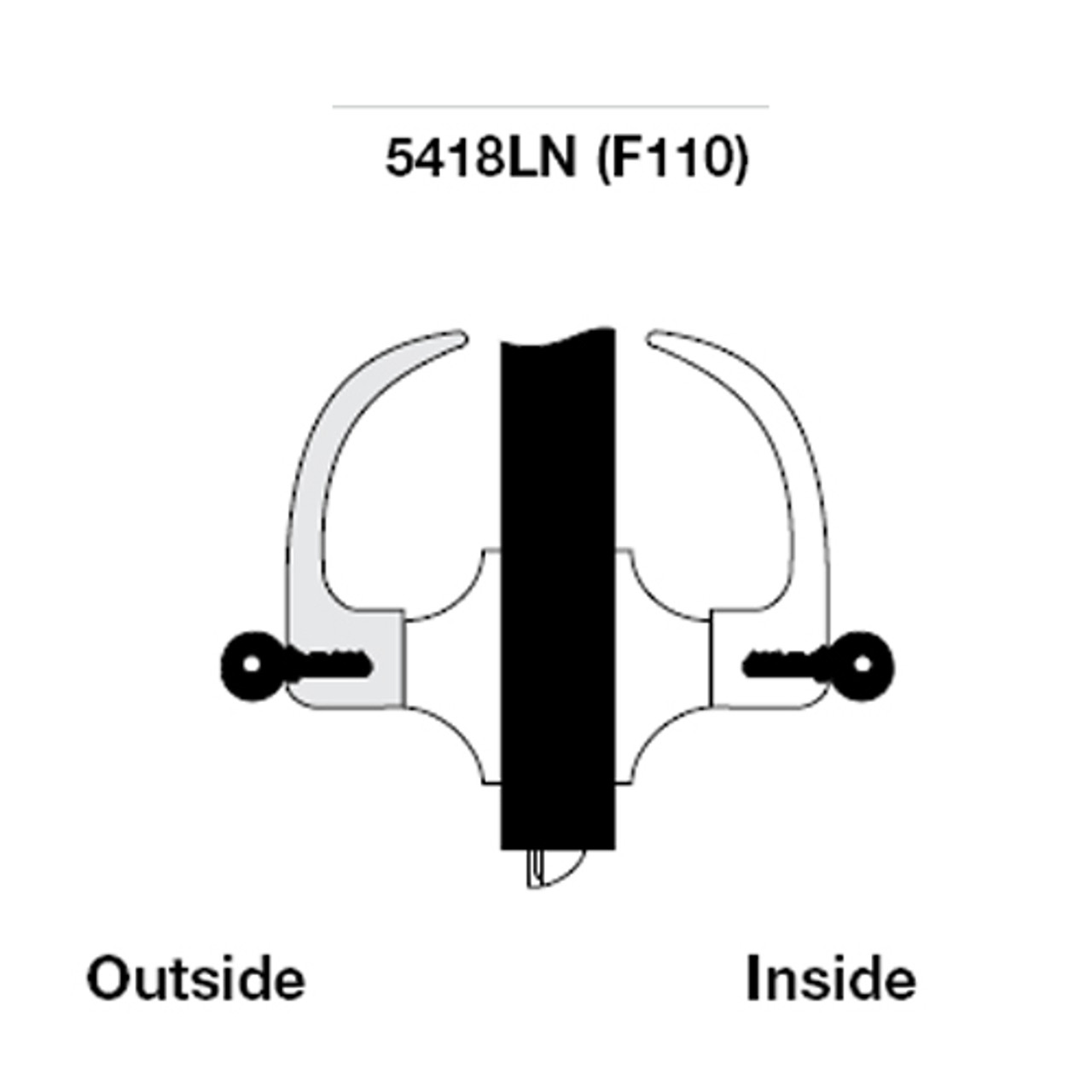 MO5418LN-605 Yale 5400LN Series Double Cylinder Intruder Classroom Security Cylindrical Lock with Monroe Lever in Bright Brass