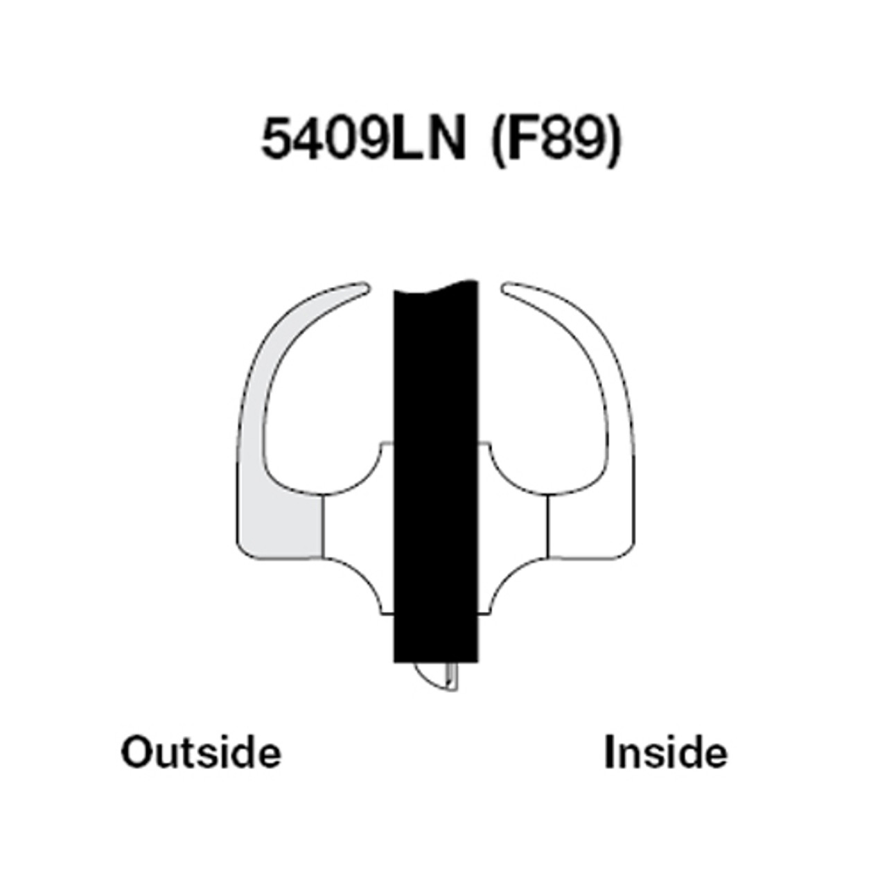 MO5409LN-605 Yale 5400LN Series Non-Keyed Exit Latch Cylindrical Locks with Monroe Lever in Bright Brass