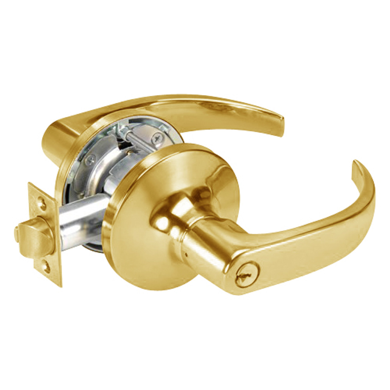 PB5405LN-605 Yale 5400LN Series Single Cylinder Storeroom or Closet Cylindrical Lock with Pacific Beach Lever in Bright Brass