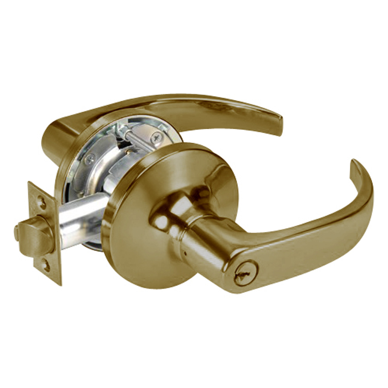 PB5407LN-609 Yale 5400LN Series Single Cylinder Entry Cylindrical Lock with Pacific Beach Lever in Antique Brass