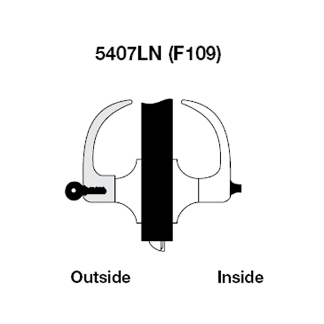 PB5407LN-625 Yale 5400LN Series Single Cylinder Entry Cylindrical Lock with Pacific Beach Lever in Bright Chrome