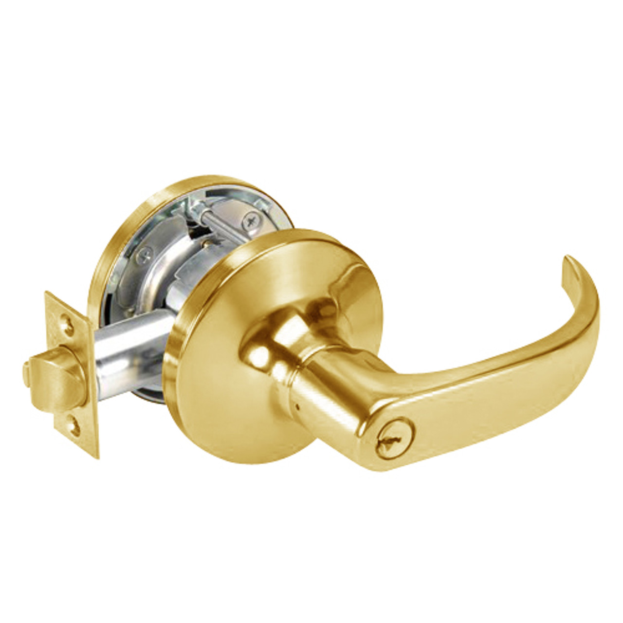 PB5439LN-605 Yale 5400LN Series Single Cylinder Communicating Storeroom Cylindrical Lock with Pacific Beach Lever in Bright Brass