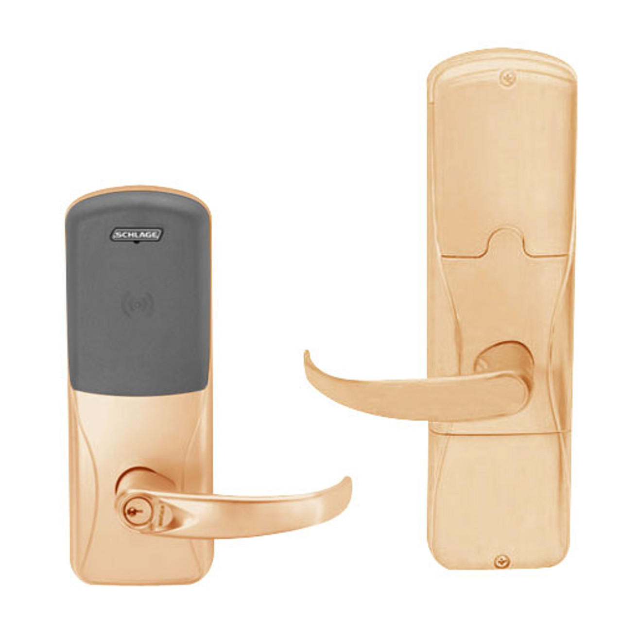 AD200-CY-50-MT-SPA-GD-29R-612 Schlage Office Multi-Technology Lock with Sparta Lever in Satin Bronze