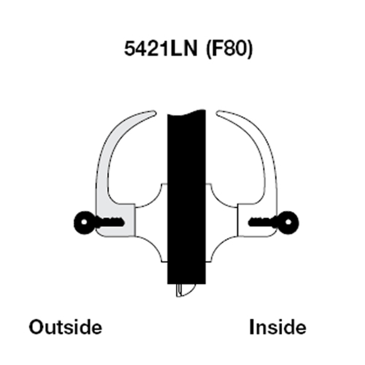 PB5421LN-606 Yale 5400LN Series Double Cylinder Communicating Cylindrical Lock with Pacific Beach Lever in Satin Brass