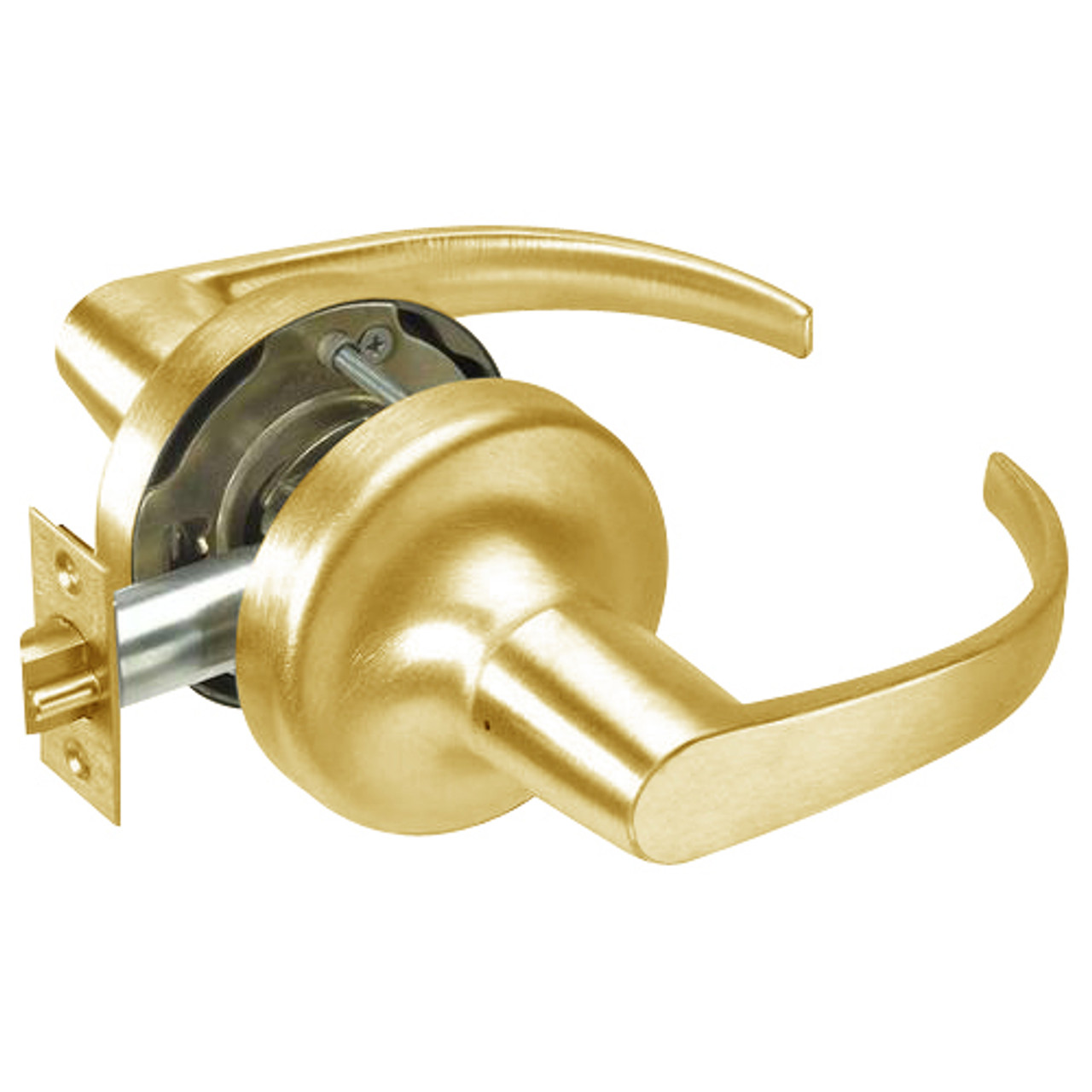 PB5403LN-605 Yale 5400LN Series Non-Keyed Patio or Privacy Cylindrical Locks with Pacific Beach Lever in Bright Brass