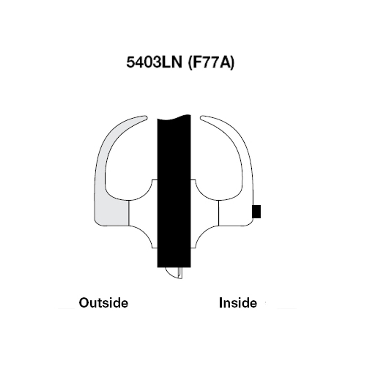 PB5403LN-625 Yale 5400LN Series Non-Keyed Patio or Privacy Cylindrical Locks with Pacific Beach Lever in Bright Chrome