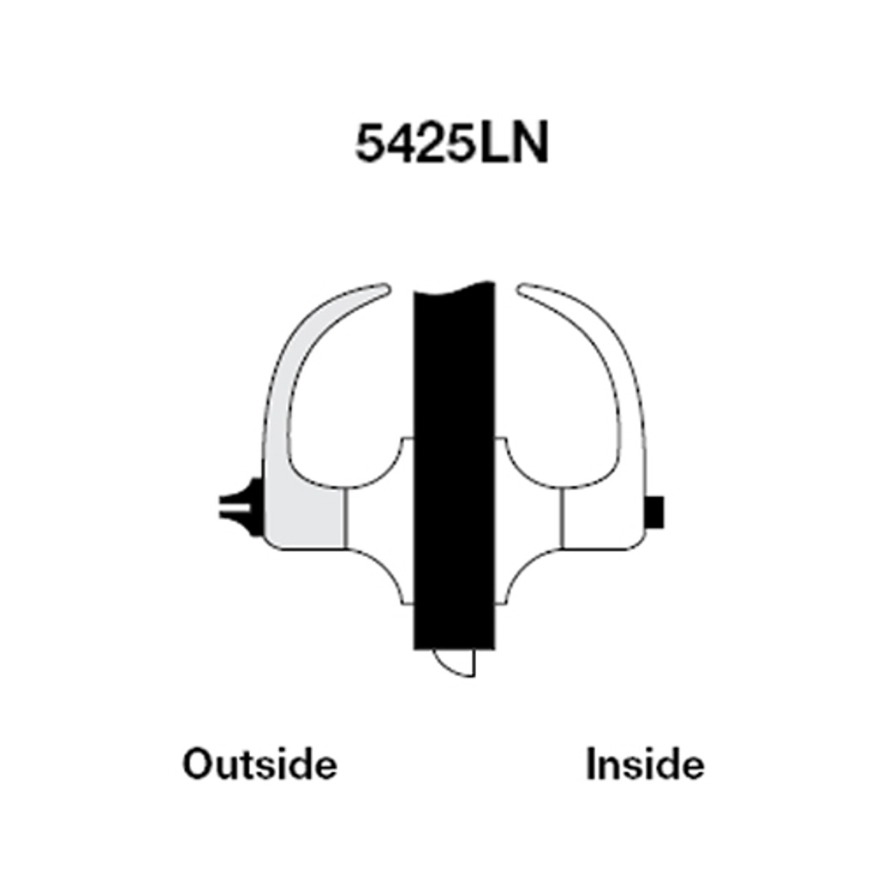 PB5425LN-605 Yale 5400LN Series Non-Keyed Privacy Cylindrical Locks with Pacific Beach Lever in Bright Brass