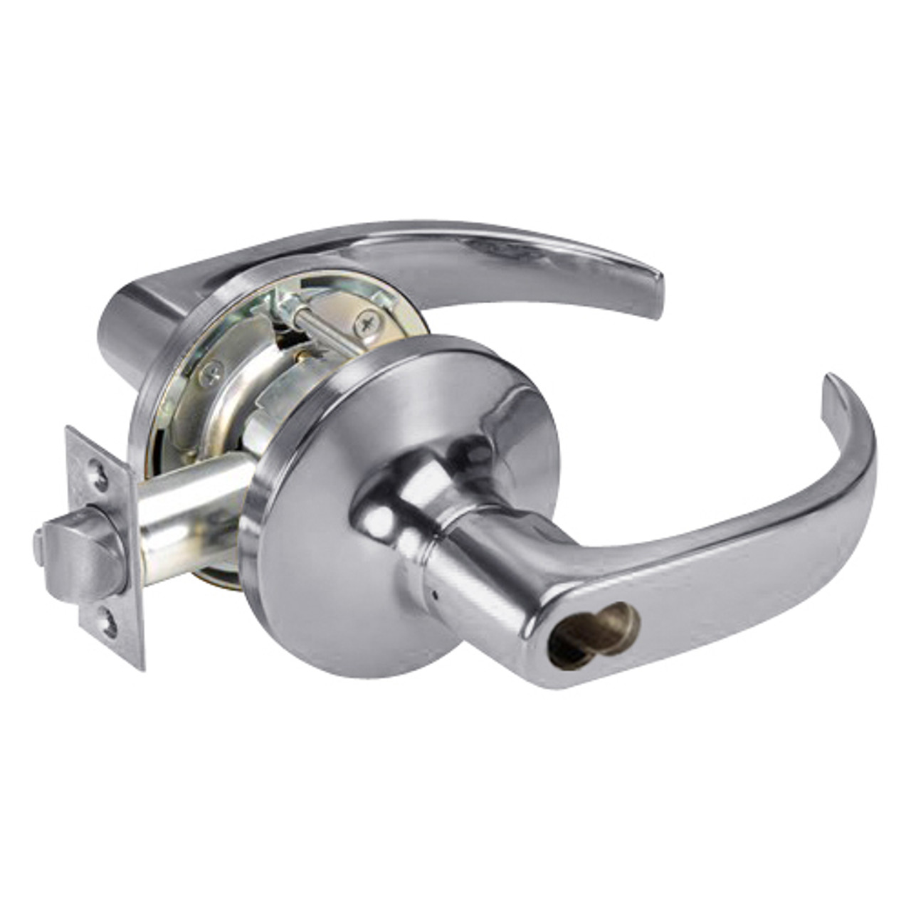 SI-PB5405LN-626 Yale 5400LN Series Single Cylinder Storeroom or Closet Cylindrical Locks with Pacific Beach Lever Prepped for Schlage IC Core in Satin Chrome