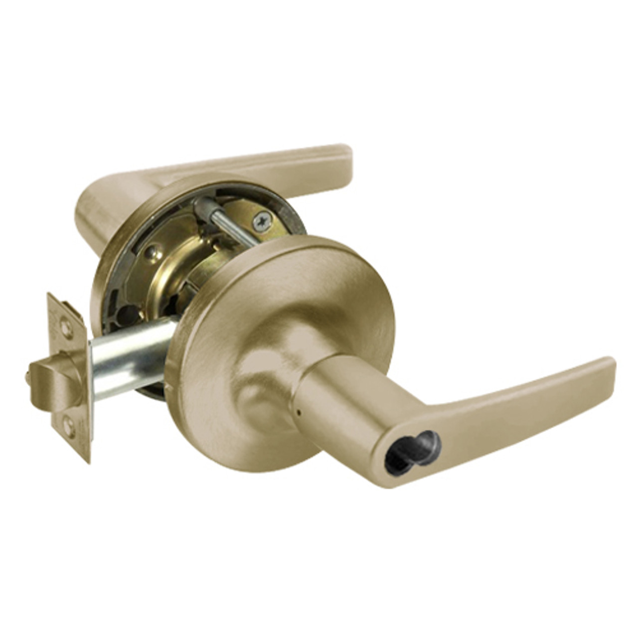 SI-MO5405LN-609 Yale 5400LN Series Single Cylinder Storeroom or Closet Cylindrical Locks with Monroe Lever Prepped for Schlage IC Core in Antique Brass