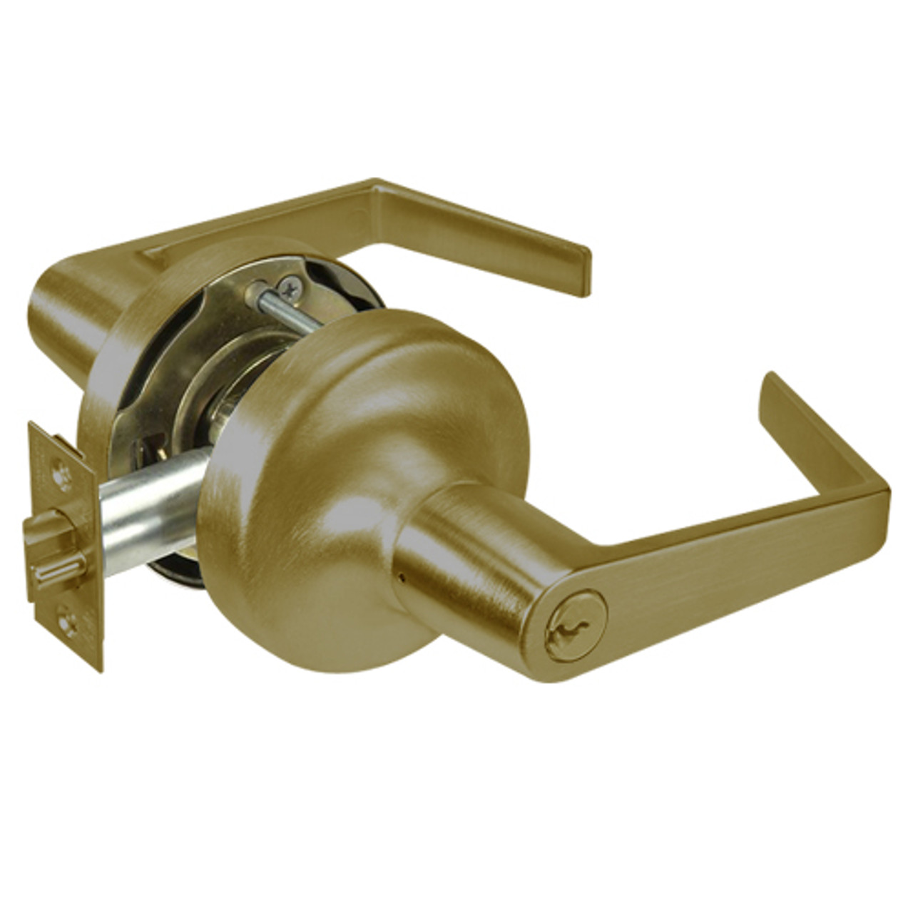 AU5321LN-609 Yale 5300LN Series Double Cylinder Communicating Cylindrical Lock with Augusta Lever in Antique Brass