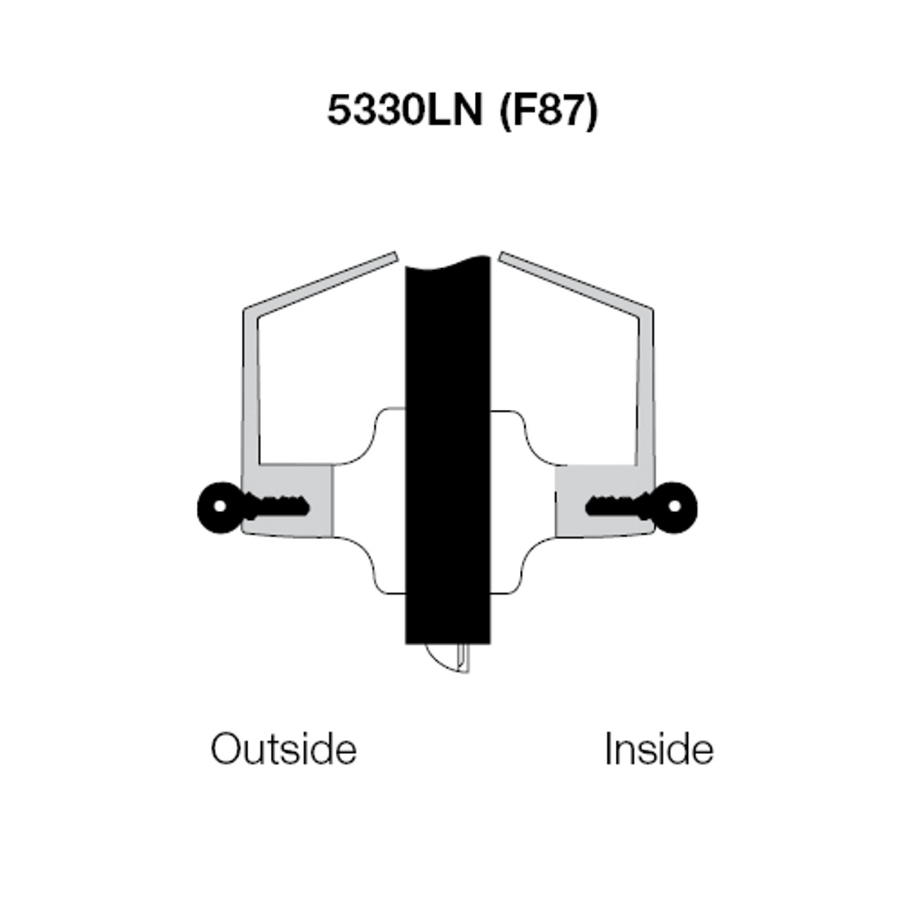 AU5330LN-612 Yale 5300LN Series Double Cylinder Utility or Institutional Cylindrical Lock with Augusta Lever in Satin Bronze