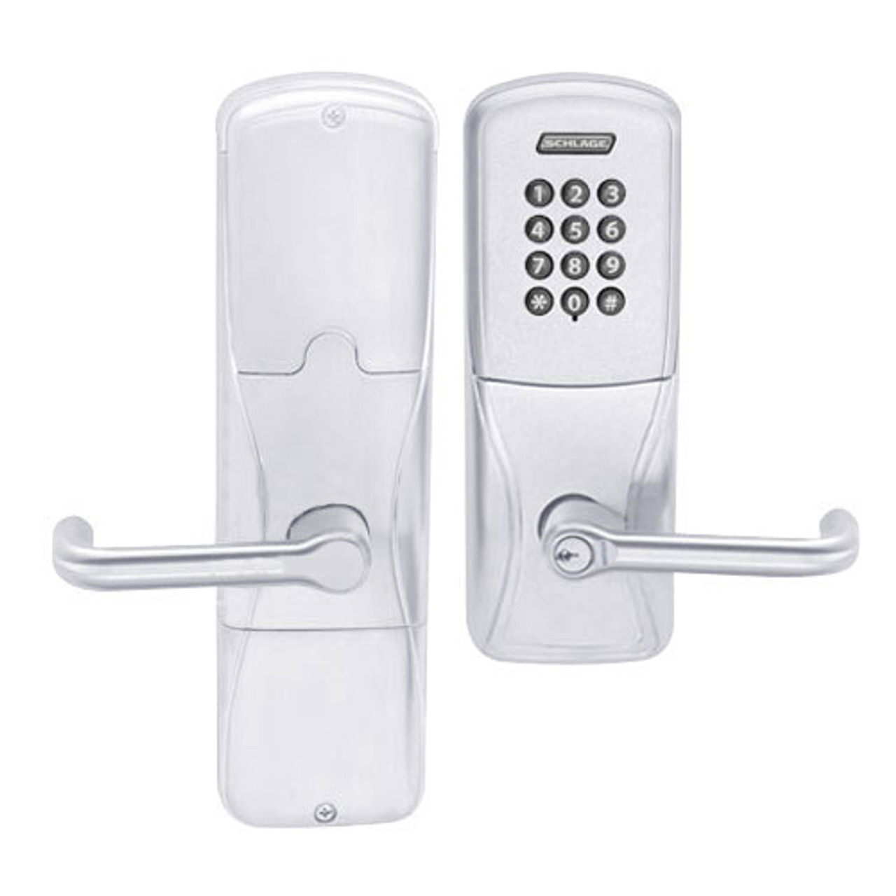 AD200-MS-60-KP-TLR-RD-625 Schlage Apartment Mortise Keypad Lock with Tubular Lever in Bright Chrome