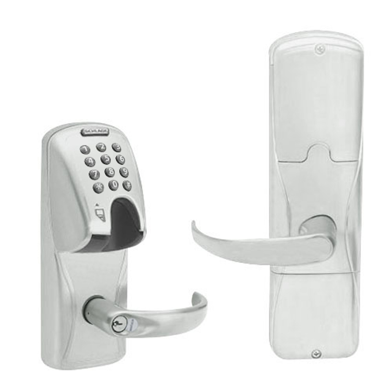 AD200-MS-60-MGK-SPA-RD-619 Schlage Apartment Mortise Magnetic Stripe(Insert) Keypad Lock with Sparta Lever in Satin Nickel