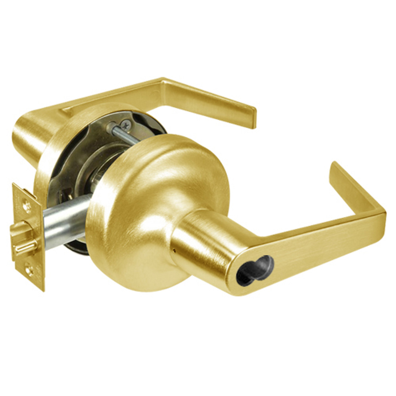 B-AU5305LN-605 Yale 5300LN Series Single Cylinder Storeroom or Closet Cylindrical Lock with Augusta Lever Prepped for SFIC in Bright Brass