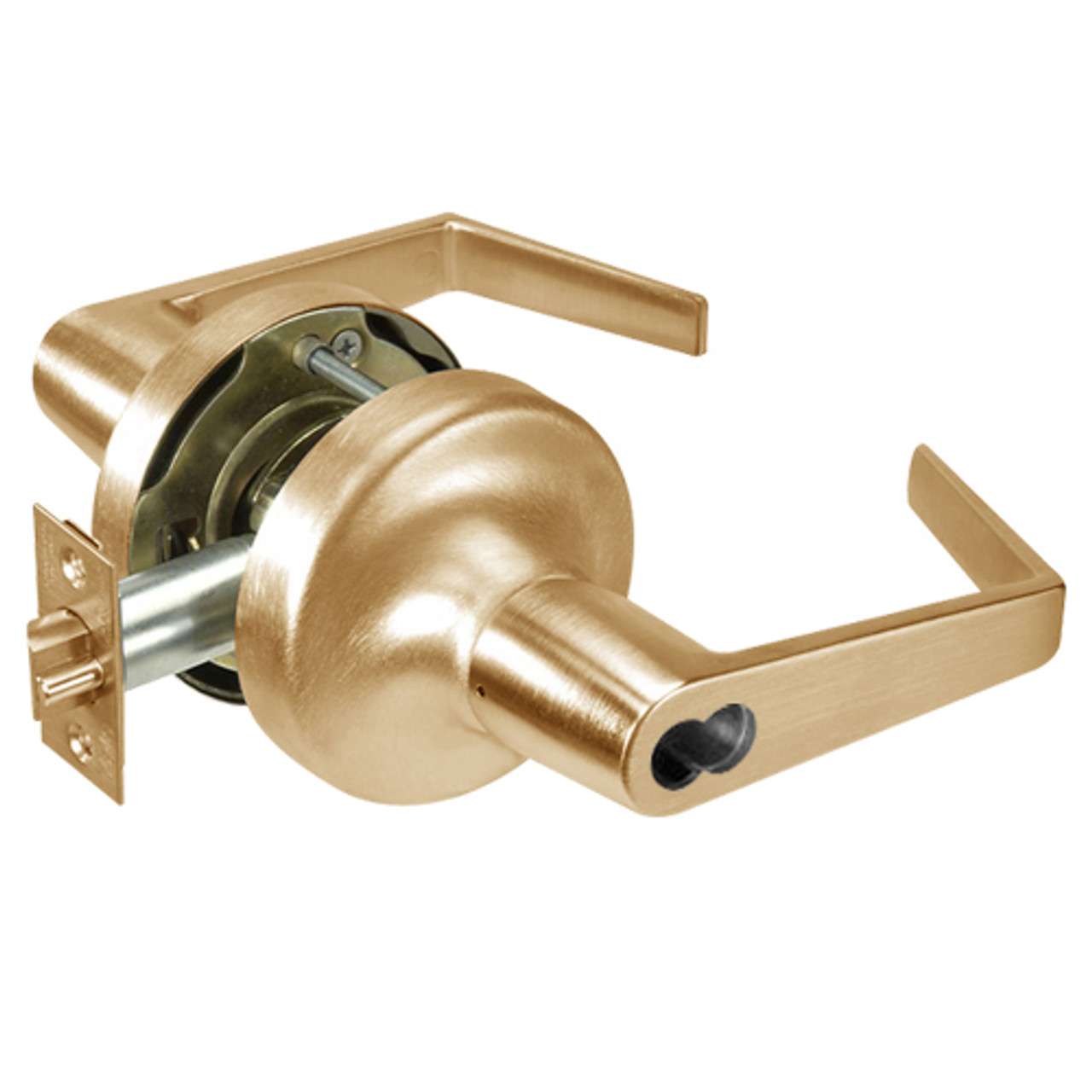 B-AU5305LN-612 Yale 5300LN Series Single Cylinder Storeroom or Closet Cylindrical Lock with Augusta Lever Prepped for SFIC in Satin Bronze