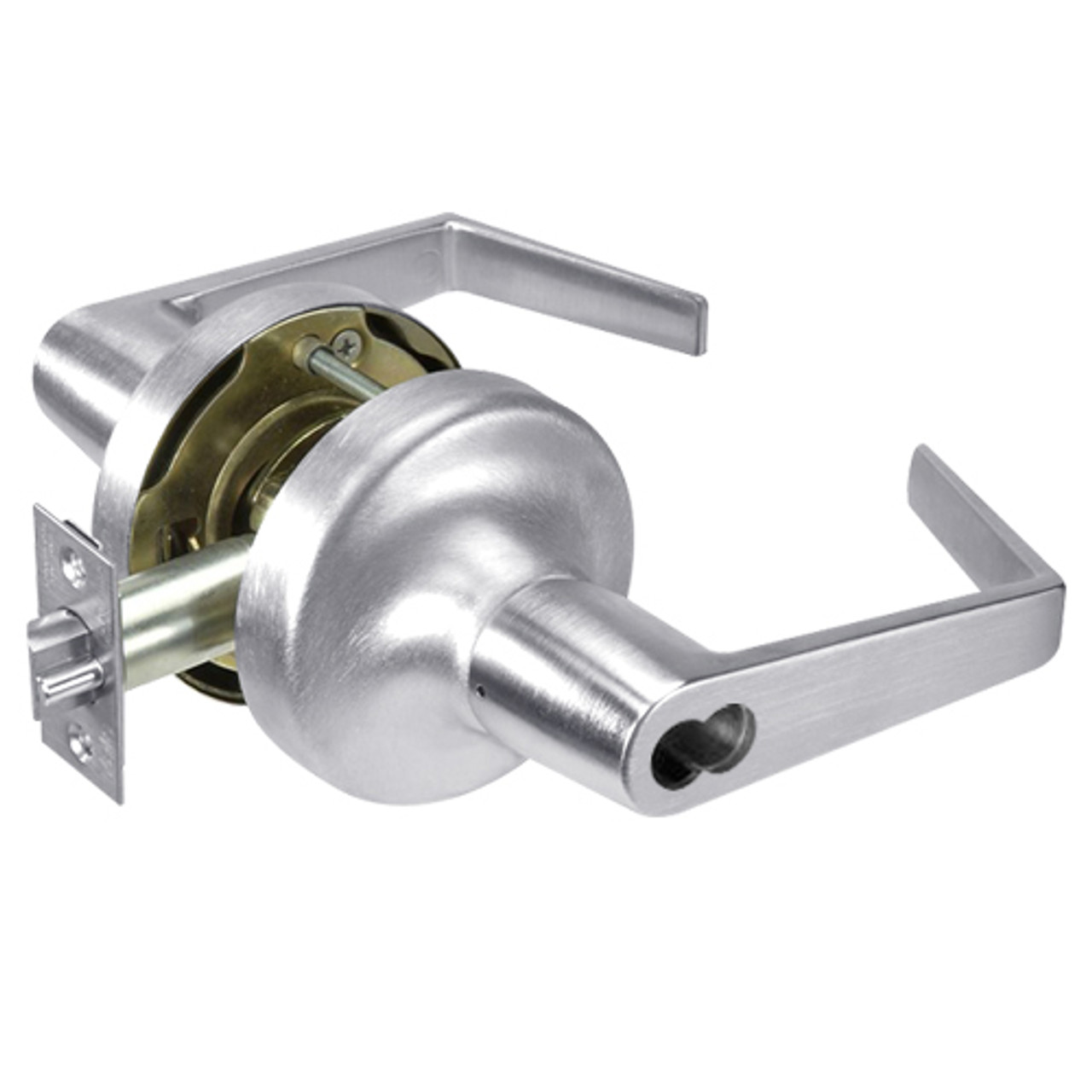 B-AU5307LN-625 Yale 5300LN Series Single Cylinder Entry Cylindrical Lock with Augusta Lever Prepped for SFIC in Bright Chrome
