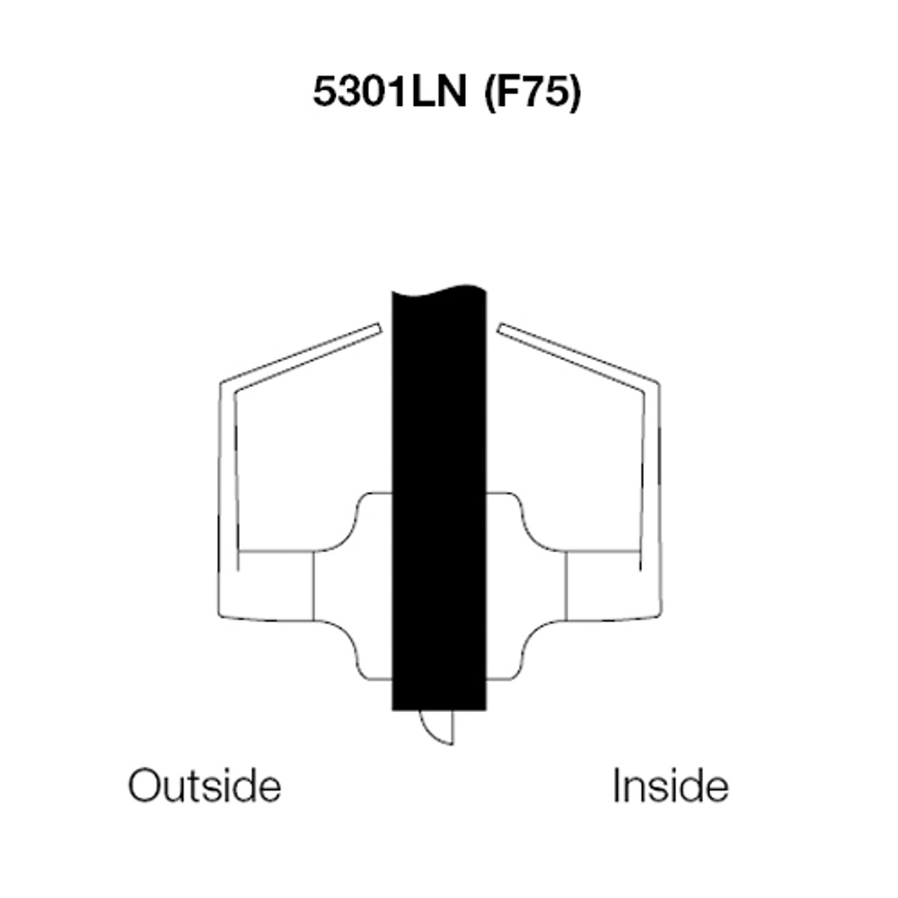 AU5301LN-619 Yale 5300LN Series Non-Keyed Passage or Closet Latchset Cylindrical Locks with Augusta Lever in Satin Nickel